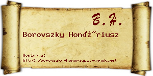 Borovszky Honóriusz névjegykártya